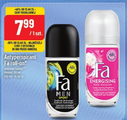 Antyperspirant Fa roll-on wybrane rodzaje Henkel, 50 ml 10 ml - 15,98 zł promocja w POLOmarket