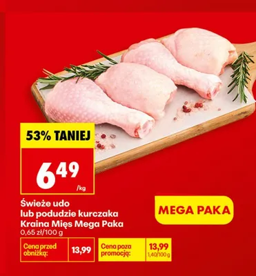 Świeże podudzie kurczaka Kraina Mięs Mega Paka promocja w Biedronka