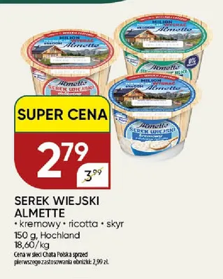 Serek wiejski Almette ricotta promocja w Chata Polska