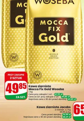 Kawa ziarnista Woseba Mocca Fix Gold promocja w Dino