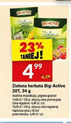 Herbata zielona Big-Active malina-marakuja promocja w Twój Market