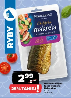 Makrela chilijska tusza wędzona Fisherking promocja w Netto