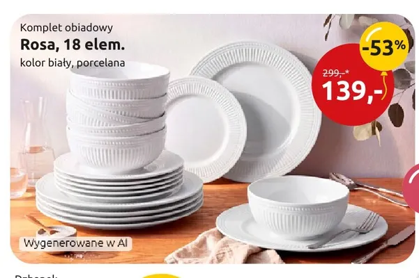 Komplet obiadowy Rosa 18 elem. promocja w Black Red White