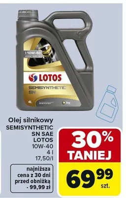 Olej silnikowy Semisynthetic SN SAE 10W-40 4l promocja w Carrefour