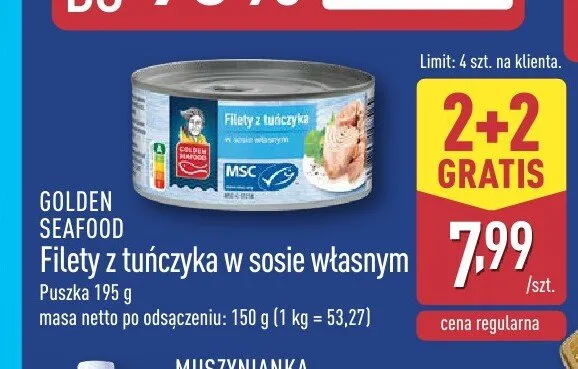 Filety z tuńczyka w sosie własnym Golden Seafood promocja w Aldi