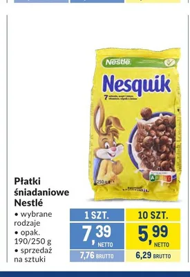 Płatki śniadaniowe Nestlé wybrane rodzaje promocja w Makro