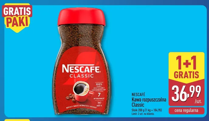 Kawa rozpuszczalna Nescafe Classic promocja w Aldi