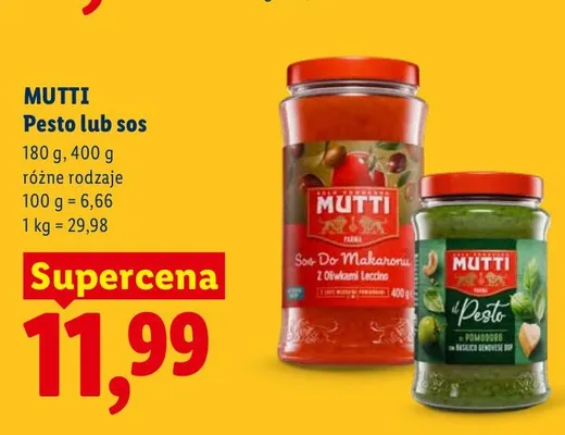 Sos do makaronu Mutti promocja w Lidl
