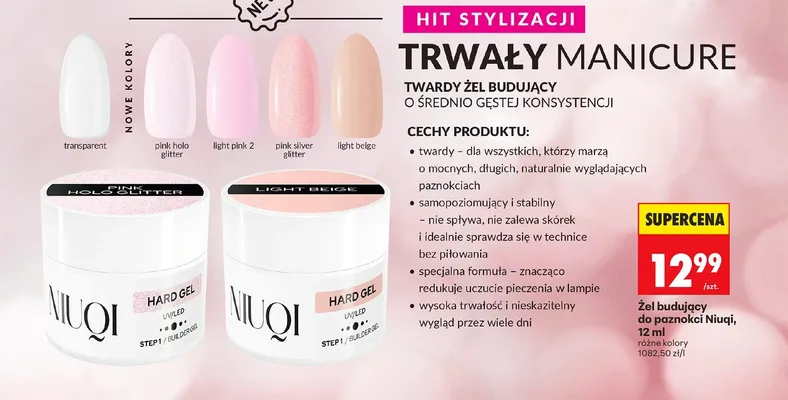 Żel budujący do paznokci, różne kolory promocja w Biedronka