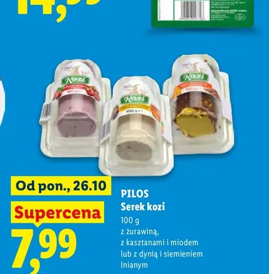 Serek kozi z żurawiną Pilos promocja w Lidl