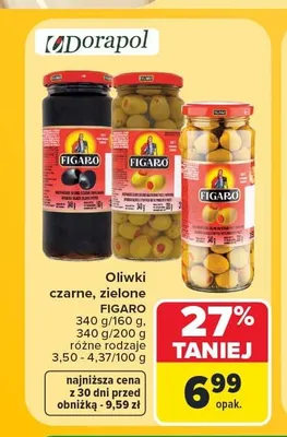 Oliwki zielone nadziewane papryką Figaro promocja w Carrefour