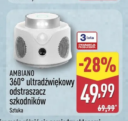 360° ultradźwiękowy odstraszacz szkodników AMBIANO promocja w Aldi