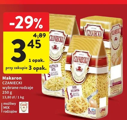 Makaron CZANIECKI w kształcie ryżu promocja w Intermarche