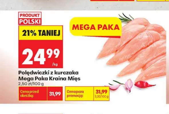 Polędwiczki z kurczaka Mega Paka Kraina Mięs promocja w Biedronka