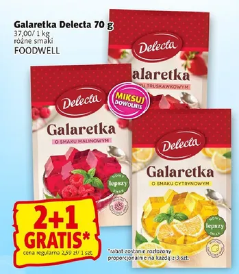 Galaretka Delecta o smaku truskawkowym promocja w Prim Market