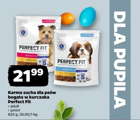 Karma sucha dla psów bogata w kurczaka Junior Perfect Fit promocja w Netto