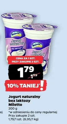 Jogurt naturalny bez laktozy, 200 g promocja w Netto