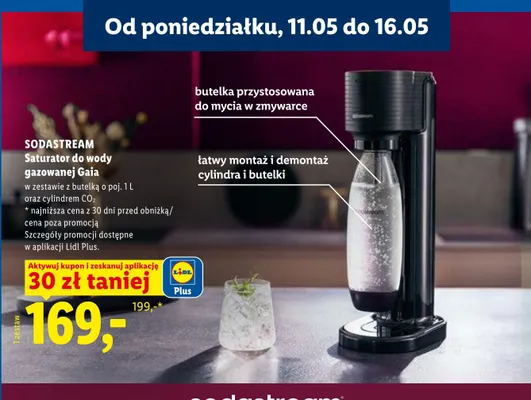 Saturator do wody gazowanej SodaStream Gaia promocja w Lidl
