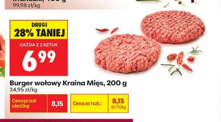 Burger wołowy Kraina Mięs promocja w Biedronka