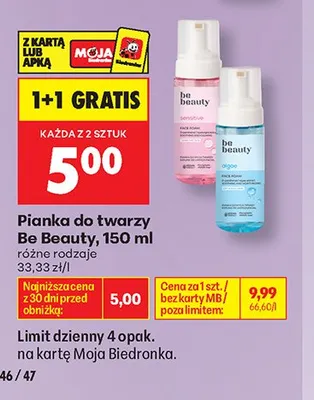 Pianka do twarzy Be Beauty Sensitive promocja w Biedronka