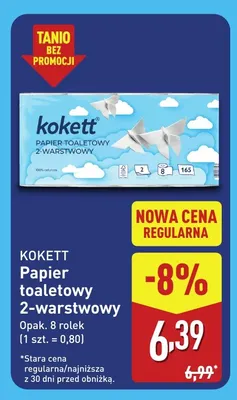 Papier toaletowy 2-warstwowy 8-pak Kokett promocja w Aldi