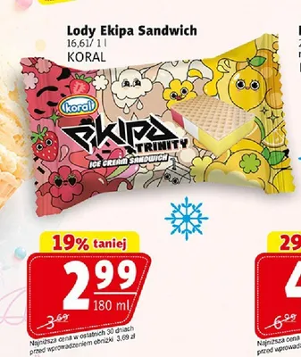 Lody Ekipa Sandwich Koral promocja w Prim Market