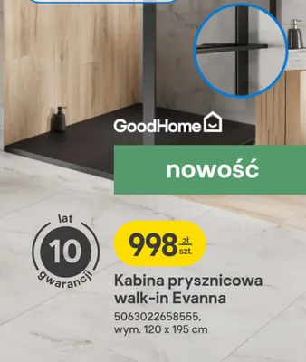 Kabina prysznicowa walk-in Evanna promocja w Castorama