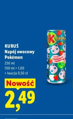 Napój owocowy Kubuś Pokémon promocja w Lidl