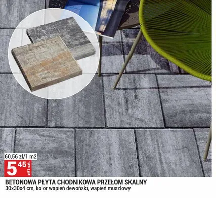 Betonowa płyta chodnikowa przełom skalny 30x30x4cm promocja w Merkury Market