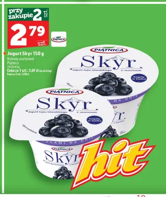 Jogurt Skyr z jagodami Piątnica promocja w TOPAZ