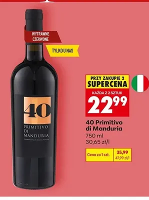 Wino 40 Primitivo di Manduria promocja w Biedronka