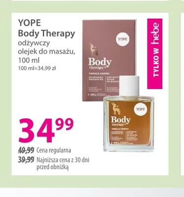 Body Therapy odżywczy olejek do masażu Yope promocja w Hebe
