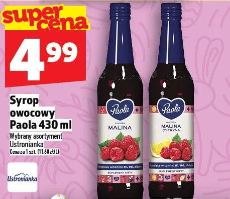 Syrop owocowy Paola 430ml promocja w TOPAZ