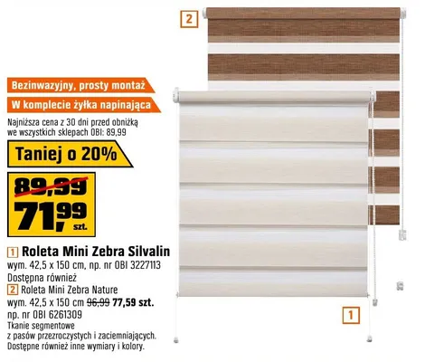 Roleta Mini Zebra Silvalin promocja w OBI