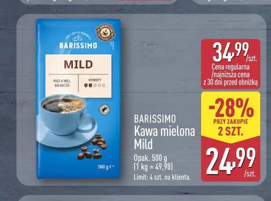 Kawa mielona Mild Barissimo promocja w Aldi