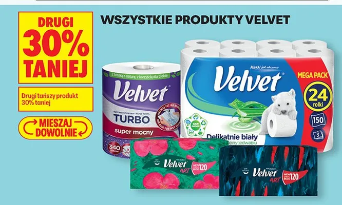 Ręcznik papierowy Velvet Turbo super mocny promocja w Biedronka