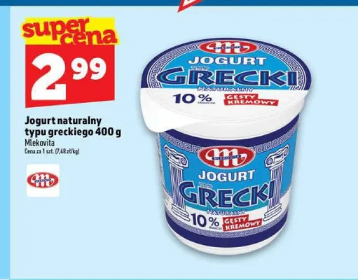 Jogurt naturalny typu greckiego Mlekovita promocja w TOPAZ