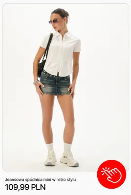 Spódnica jeansowa mini Cropp w retro stylu promocja w Cropp