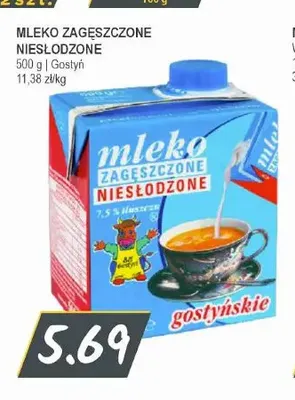 Mleko zagęszczone niesłodzone Gostyń promocja w Słoneczko