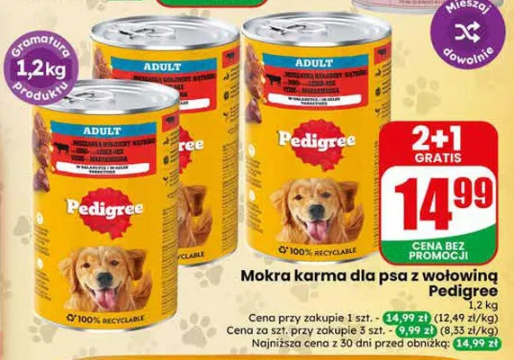 Mokra karma dla psa z wołowiną Pedigree promocja w Dino