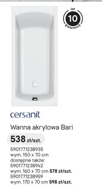 Obudowa wanny Cersanit Bari 170x70 cm promocja w Castorama