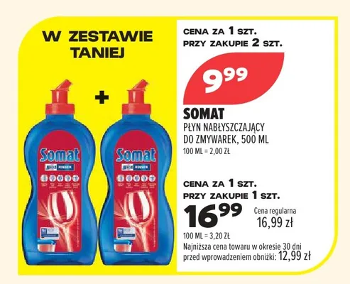 Płyn nabłyszczający do zmywarek Somat promocja w Drogerie Natura