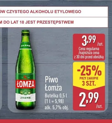 Piwo Łomża Jasne promocja w Aldi