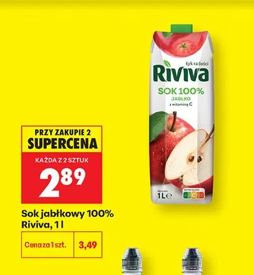 Sok jabłkowy 100% Riviva promocja w Biedronka