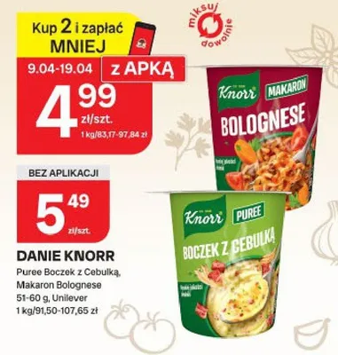 Danie Knorr Puree Boczek z Cebulką promocja w Chorten