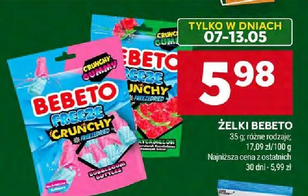 Żelki Bebeto Freeze Crunchy promocja w Stokrotka