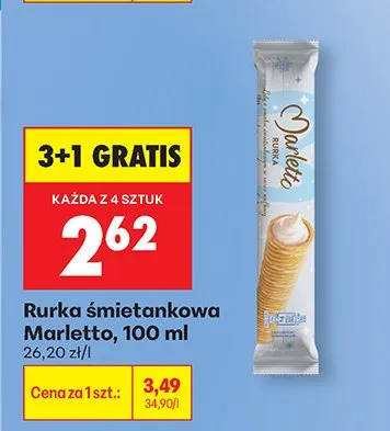 Lody Rurka śmietankowa 3+1 GRATIS promocja w Biedronka
