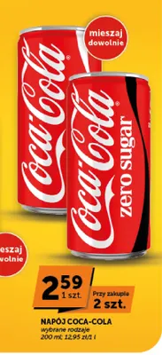 Napój gazowany Coca-Cola Zero Sugar promocja w Groszek