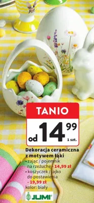 Dekoracja ceramiczna z motywem łąki zajac / pojemnik na rzeźuchę promocja w Intermarche