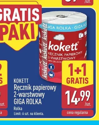 Ręcznik papierowy 2-warstwowy Giga Rolka Kokett promocja w Aldi